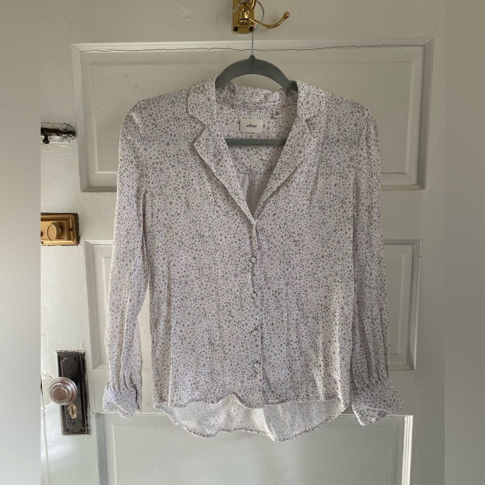 Wilfred Cream Floral Button-Up Blouse Size XS